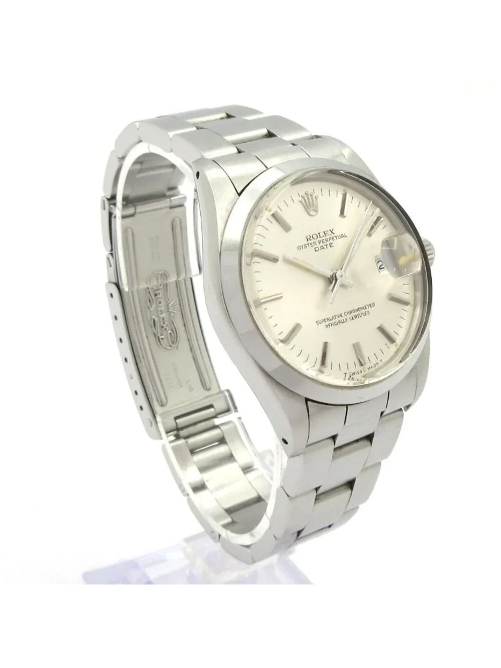 Rolex Watch Oyster Perpetual Date SS Plastic Crystal 13 Frames Silver